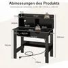 COSTWAY Schreibtisch mit Steckdosen, Kleiner Computertisch Produktbild-Vorschau 7
