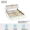 A 3D rendering of a white bed frame with dimensions indicated by lines and numbers. Anteprima dell’immagine prodotto