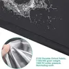 Close-up of black fabric with water droplets, and a circular inset showing a hand holding silver fabric. Produktbild-Vorschau