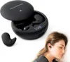 A woman sleeping with an earphone in her ear, next to a charging case for earphones. Produktbild-Vorschau