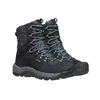 A pair of black winter boots with teal laces against a white background. Produktbild-Vorschau