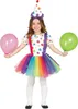 A young girl in a clown costume holding balloons. Anteprima dell’immagine prodotto