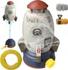A product shot of a rocket-shaped water sprinkler toy with accessories, set against a white background. Produktbild-Vorschau
