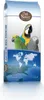 A bag of bird food with images of parrots and a world map. Produktbild-Vorschau