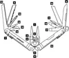 A diagram of a multi-tool with various components labeled with numbers. Produktbild-Vorschau