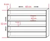 A diagram showing the dimensions of a display cabinet with multiple shelves. Produktbild-Vorschau