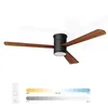 A modern ceiling fan with wooden blades is displayed against a white background. Náhled obrázku produktu