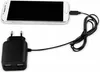 A white smartphone is connected to a black USB charger via a black cable. Anteprima dell’immagine prodotto