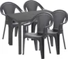 Bistrogarnitur 5-teilig Bistrotisch Gartentisch Kunststoff Eckig 100x70cm H72cm + 4 Stapelstühle Kunststoff Anthrazit Produktbild-Vorschau
