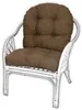 A white rattan armchair with a brown cushion. Podgląd zdjęcia produktu