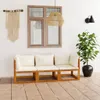 vidaXL 3-Sitzer-Gartensofa mit Auflage Creme Akazie Produktbild-Vorschau 11