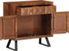 A wooden cabinet with two doors and two drawers, shown from the front with the doors and one drawer open. Podgląd zdjęcia produktu