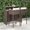 vidaXL 3-tlg. Gartenbar-Set mit Kissen Poly Rattan Braun Produktbild-Vorschau 2