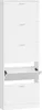 A tall, narrow white shoe cabinet with multiple flip-down drawers. Produktbild-Vorschau