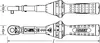 Technical drawing of a torque wrench with dimensions labeled. Produktbild-Vorschau