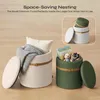 Set da 2 pouf in velluto verde oliva, morbidi pouf con Anteprima dell’immagine prodotto 9