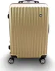 A gold-colored hard-shell suitcase with a textured surface and four wheels. Produktbild-Vorschau