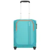 A studio shot of a teal American Tourister underseater suitcase with orange trim. Produktbild-Vorschau