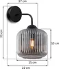 RIFFLE ZWARTE WANDLAMP, 1 ARMATUUR, PLATTE LAMPENKAP, Productafbeelding-voorbeeld 6