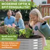 A family is in a garden with a raised garden bed. A young girl is watering plants in the raised bed. Produktbild-Vorschau