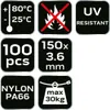 NEO TOOLS Fascette in nylon Bianco Set di 100 fascette 150 Anteprima dell’immagine prodotto 2