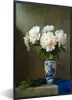 MuchoWow® Gerahmtes Poster Vase - Pfingstrosen - Weiß 60x90 Produktbild-Vorschau 1