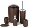 6tlg Badset Badezimmer Zubehör Set Organizer: (Braun Design Produktbild-Vorschau 1