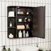 A bathroom cabinet with its door open, displaying various toiletries and decorative items. Náhled obrázku produktu