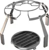 A metal grill rack and a circular grate are shown against a white background. Produktbild-Vorschau