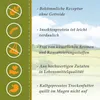 A marketing image with icons and text describing product features against a backdrop of a green field and blue sky. Produktbild-Vorschau