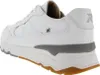 A white leather sneaker shown from the side and back. Produktbild-Vorschau