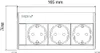 A technical drawing of a power strip with dimensions indicated. Produktbild-Vorschau