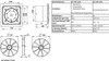 Technical drawings and specification table for a ventilation fan. Produktbild-Vorschau