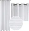 A white curtain with grommets is shown, with a close-up detail of the fabric texture. Produktbild-Vorschau