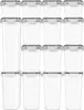 A collection of clear plastic food storage containers with gray lids, arranged in rows. Produktbild-Vorschau