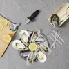 An overhead view of an oyster serving set laid out on a grey textured surface. Voir les images du produit