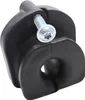 A close-up studio shot of a black plastic part with a silver screw. Produktbild-Vorschau