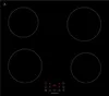 A top-down view of a black induction cooktop with four heating elements and a digital control panel. Anteprima dell’immagine prodotto