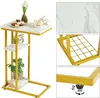 Table d'appoint motif marbre 40x26x61.5 cm blanc or Voir les images du produit 8