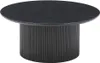A round black coffee table with a fluted base. Voir les images du produit