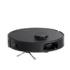 A black robot vacuum cleaner is shown from a low angle on a white background. Produktbild-Vorschau
