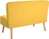 A yellow sofa viewed from the back, with wooden legs, on a white background. Náhľad obrázku produktu