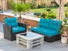 Outdoor patio furniture set with cushions and a coffee table. Anteprima dell’immagine prodotto