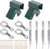 A collection of playground swing set hardware components laid out on a white background. Produktbild-Vorschau