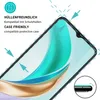 A close-up view of a smartphone screen protector being applied to a phone. Produktbild-Vorschau