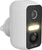 A white security camera with a black faceplate, mounted on a white bracket. Náhľad obrázku produktu