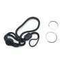 A black lanyard and two silver rings are displayed on a white background. Produktbild-Vorschau