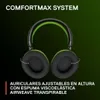 A close-up marketing image of a pair of black and green headphones against a dark green and black gradient background. Produktbild-Vorschau