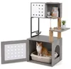 COSTWAY Kraboom met kattenbakopslag, voerbak, sisalpalen, Productafbeelding-voorbeeld 1