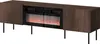 A dark brown TV lowboard with a built-in electric fireplace, shown against a white background. Náhled obrázku produktu